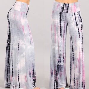 NEW Color! Silver Pink Tie Dye Palazzo Pants